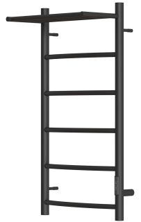 Полотенцесушитель электрический Point Афина PN04848PB с полкой 40x80см чёрный матовый